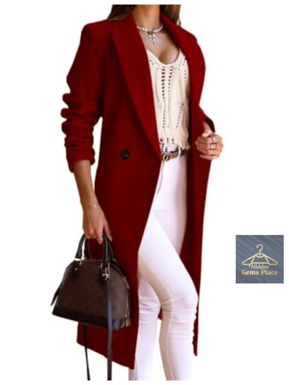 Wool Blend Long Coat Women Fall Winter Peacoat Double Breasted Trench